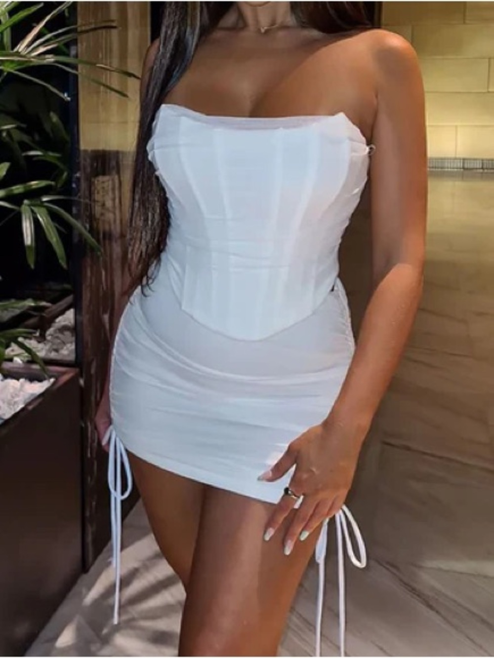 NEW White Corset Mini Skirt Set - Picture 3 of 6